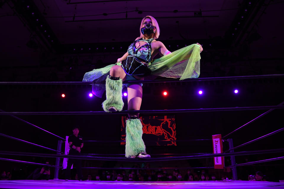 Hana Kimura looks on during the Women's Pro-Wrestling Stardom 'Cinderella Tournament' at Korakuen Hall on March 24, 2020 in Tokyo, Japan.