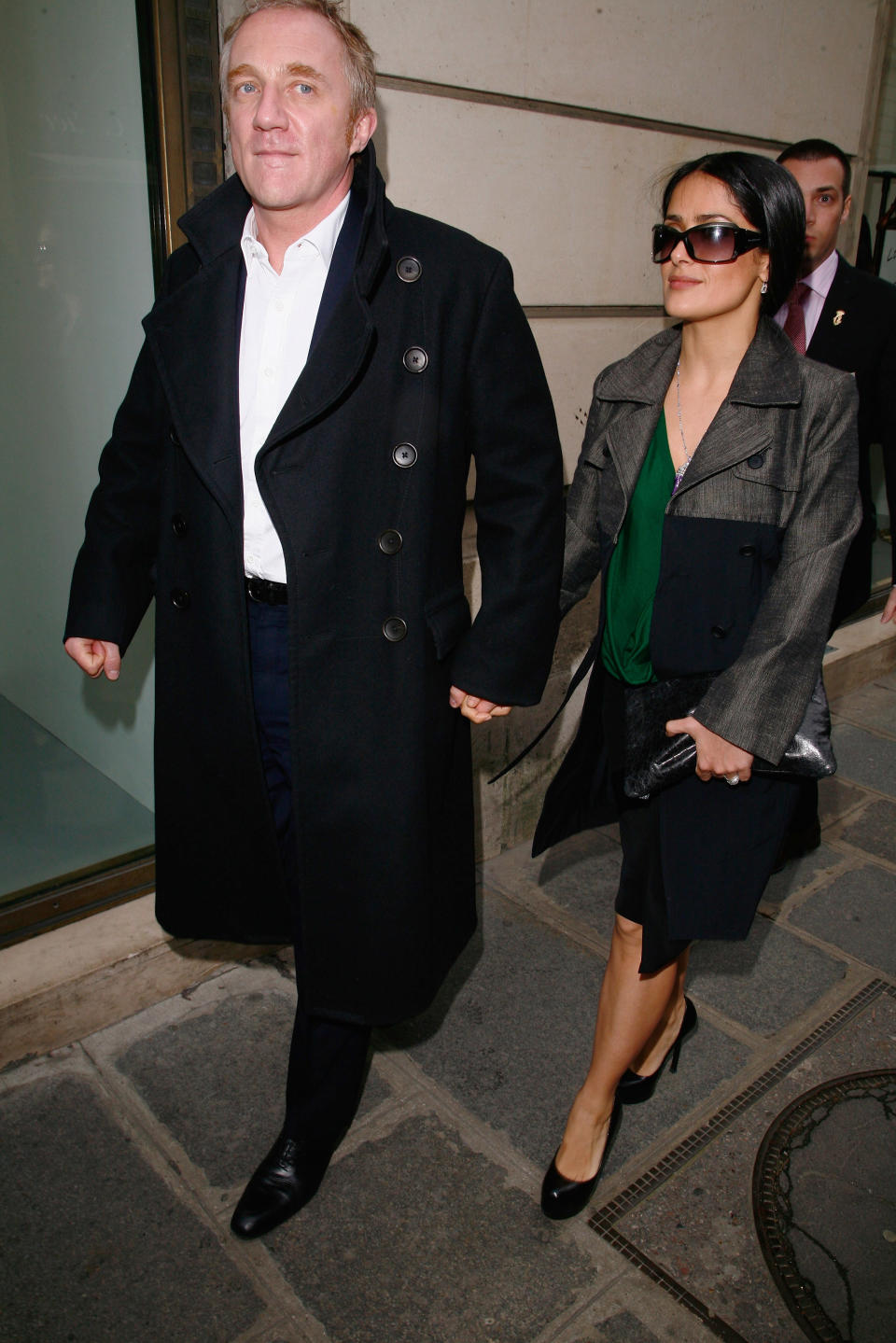 PARIS - MARCH 05:  Francois-Henri Pinault and Salma Hayek leave the Balenciaga Ready-to-Wear A/W 2009 fashion show during Paris Fashion Week on March 5, 2009 in Paris, France.  (Photo by Julien Hekimian/WireImage)