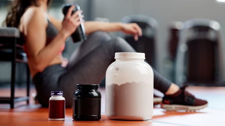 Protein powder in gym