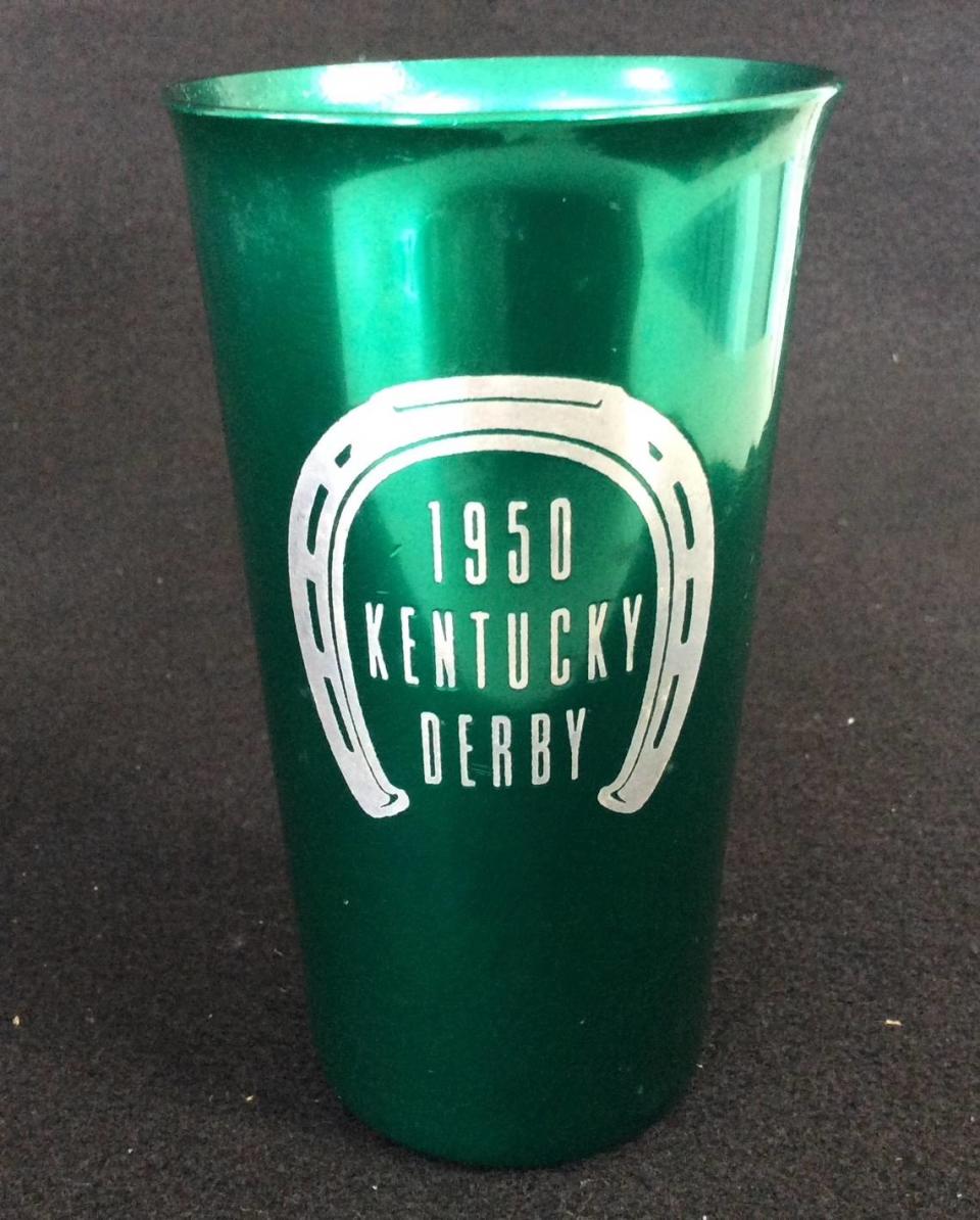 A 1950 aluminum mint julep glass made for the Kentucky Derby will be auctioned by Caswell Prewitt.
