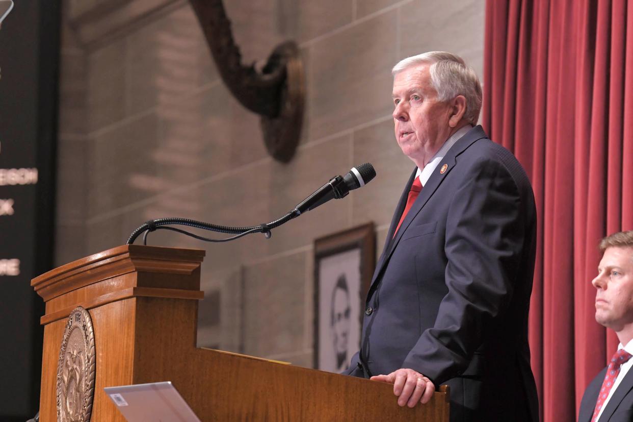 Gov. Mike Parson delivers his final State of the State address on Jan. 24, 2023.