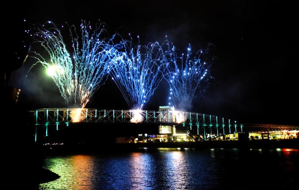 The "Bakowski Bridge of Lights" Texas Street Bridge dedication and group wedding Tuesday evening, February 22, 2022.