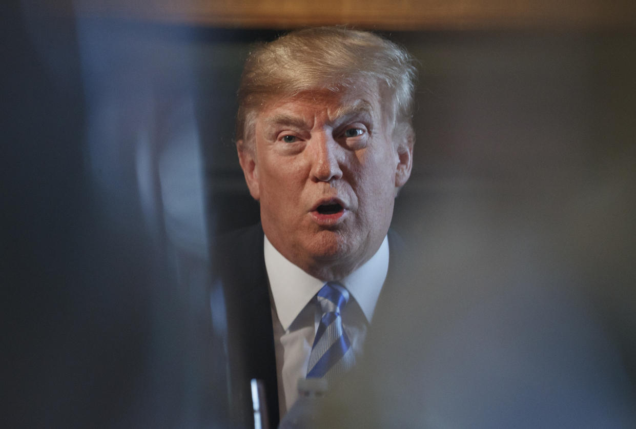 President Trump speaks during a meeting with state leaders about prison reform, Aug. 9, 2018, at Trump National Golf Club in Bedminster, N.J. (Photo: Carolyn Kaster/AP)