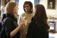 <p>Jenna and Barbara Bush with Michelle Obama in the White House on the morning of Barack Obama's inauguration.</p>