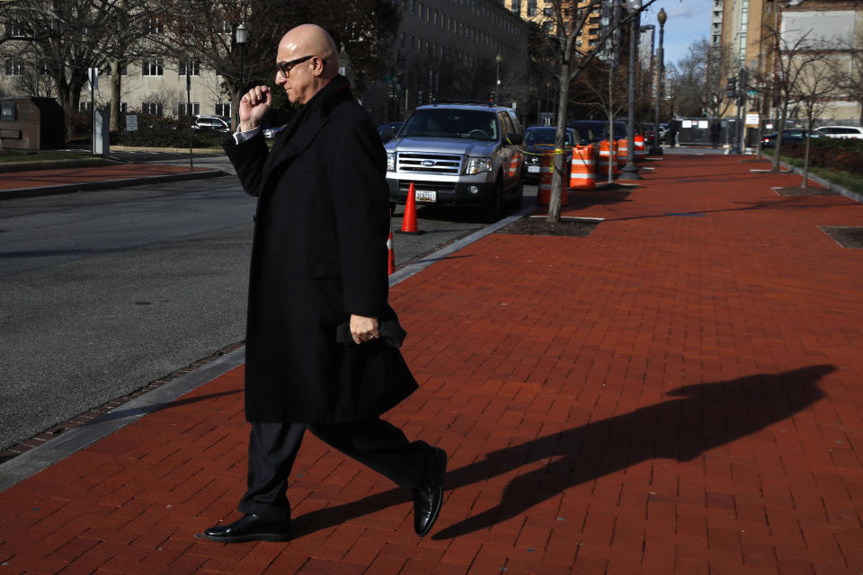 Bijan Kian, whose full name is Bijan Rafiekian, leaves the FBI Washington Field Office in Washington, Monday, Dec. 17, 2018. Rafiekian, a one-time business partner of former National Security Adviser Michael Flynn, has been indicted on charges including failing to register as a foreign agent. According to the indictment, Rafiekian was vice-chairman of Flynn's business group, the Flynn Intel Group. The two worked to have cleric Fethullah Gulen extradited. (AP Photo/Jacquelyn Martin)