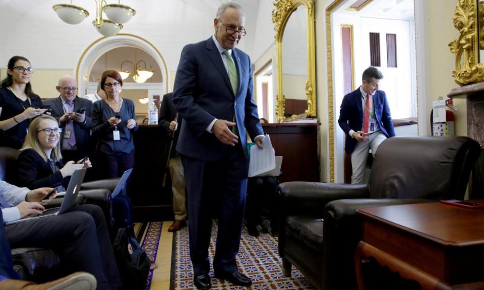 Chuck Schumer said: ‘We talk for a few minutes about it – the subject always changes but I try to bring him back to it. In the end he says, ‘I’ll call Lamar, you call Patty. Let’s encourage them to work.’
