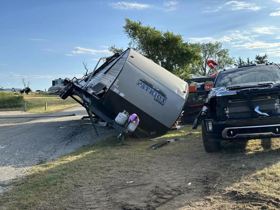 A severe thunderstorm toppled multiple campers at Wilson Lake on Wednesday, July 3, 2024. (Courtesy Mike Schoech)