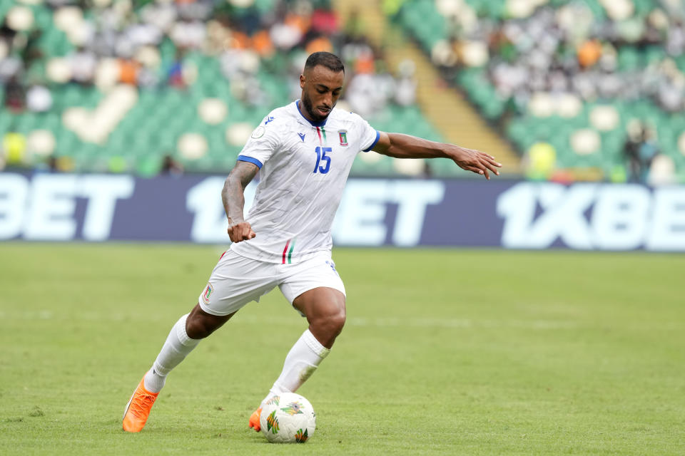 Equatorial Guinea's Carlos Akapo in action during the African Cup of Nations Group A soccer match between Nigeria and Equatorial Guinea's in Abidjan, Ivory Coast, Sunday, Jan. 14, 2024. (AP Photo/Sunday Alamba)