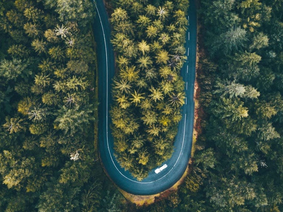 road in maderia aerial shot