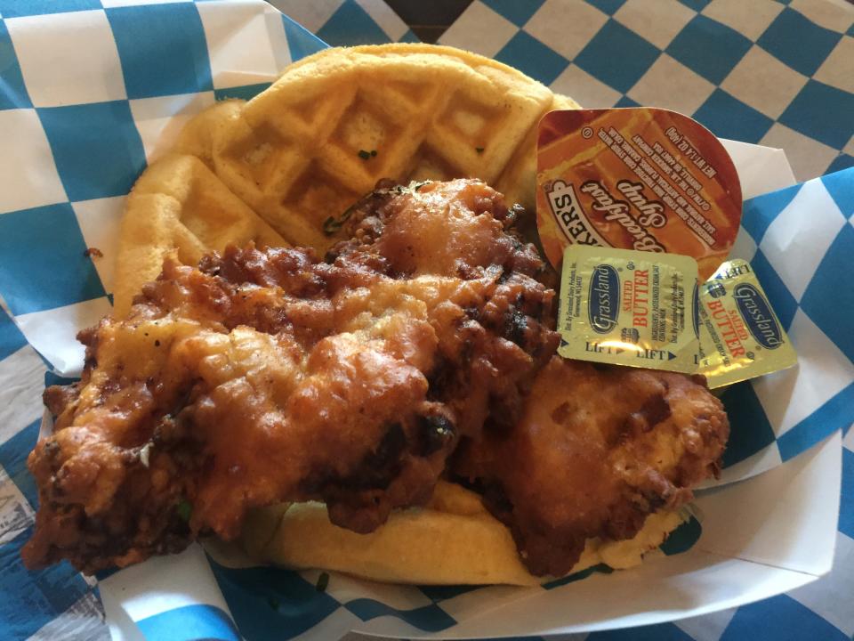 Chicken and waffle at Love Handle.