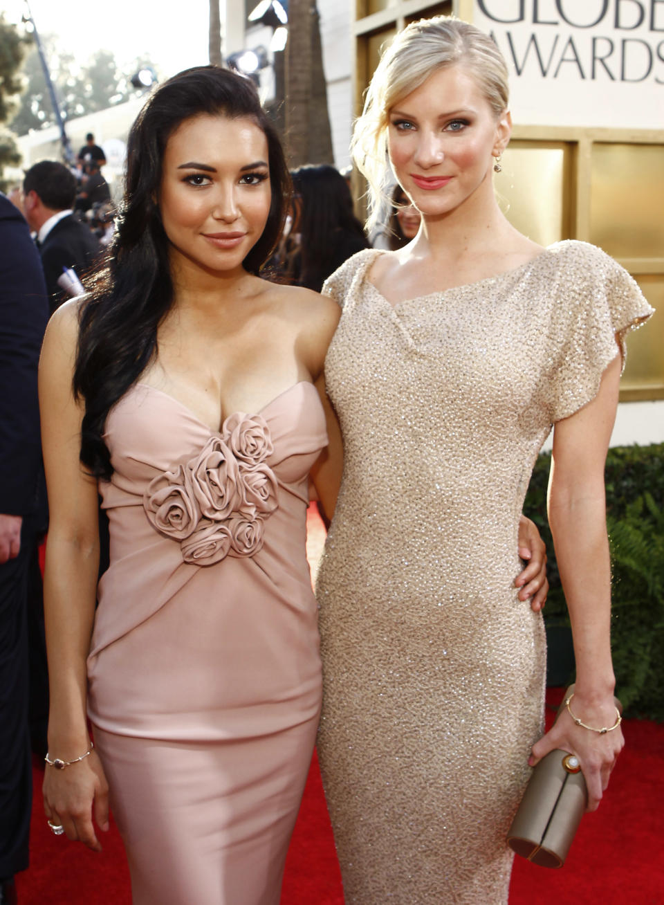 Naya Rivera, Heather Morris arrive at the 68th Annual Golden Globe Awards held at the Beverly Hilton Hotel on January 16, 2011  (Photo by Trae Patton/NBCU Photo Bank/NBCUniversal via Getty Images via Getty Images)