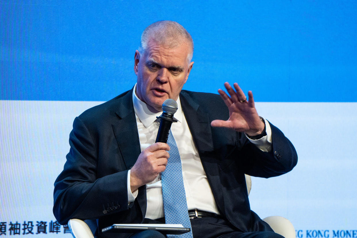 Group Chief Executive of  HSBC, Noel Quinn, during the panel on Mainland China/Greater Bay Area/Hong Kong: New dimensions at the Global Hong Kong Global Financial Leaders Investment Summit on November 7, 2023 in Hong Kong, China. The Hong Kong Global Financial Leaders Investment Summit organised by the city's central bank the Hong Kong Monetary Authority is held at the Four Seasons hotel with the theme Living with Complexity, with Financials Leaders attending the event.  (Photo by Vernon Yuen/NurPhoto via Getty Images)