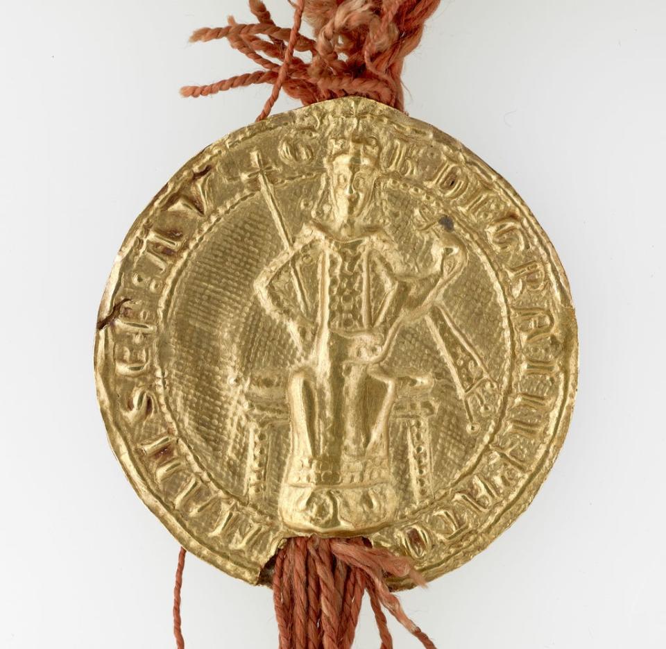 Gold seal of Emperor Baldwin II, Netherlands, 1269 (handout)