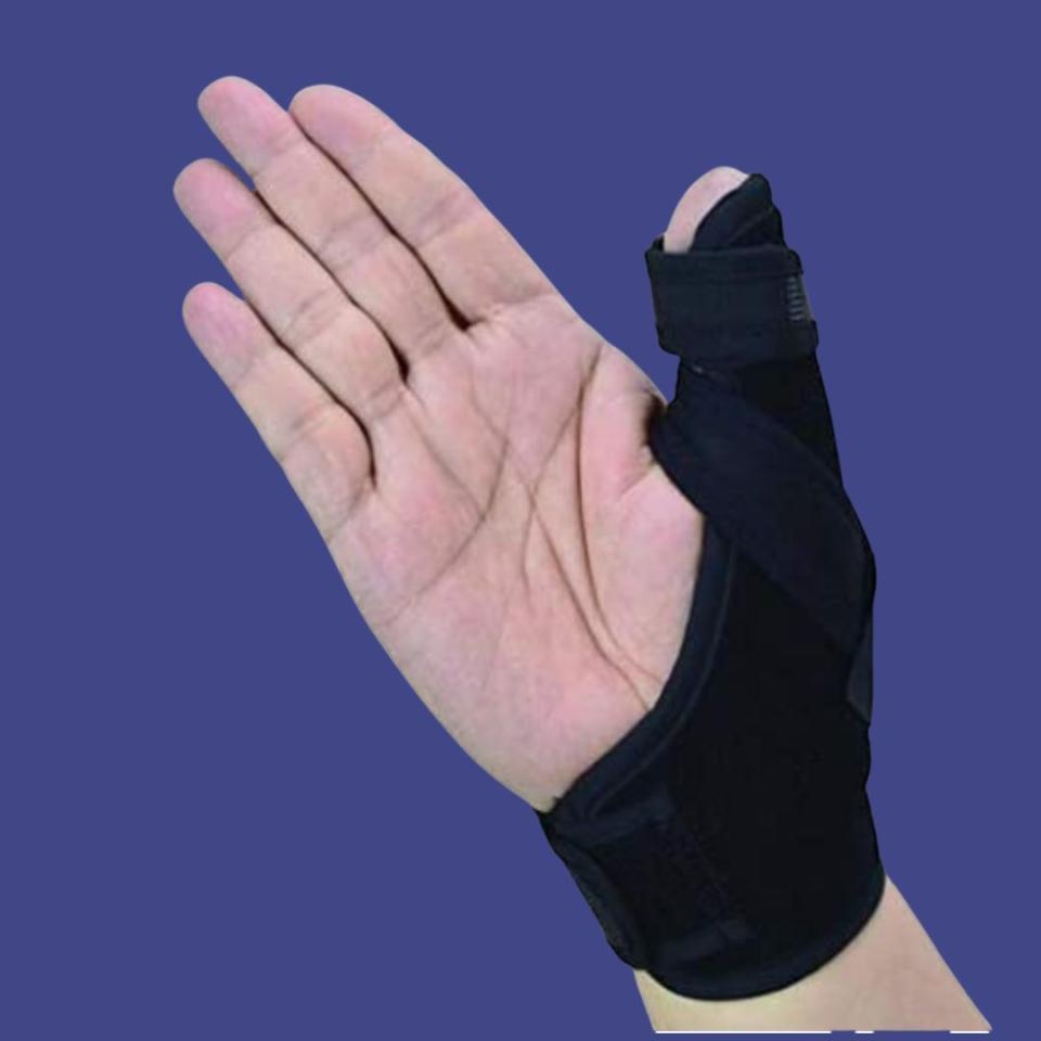 <div><p>"For thumb osteoarthritis, I do recommend a thumb spica splint which is a brace that can be found over the counter," Kehl said. This breathable brace stabilizes the thumb while giving free range of movement to all other digits. It uses velcro straps and comes in three sizes for the best fit possible.</p><p><i>You can buy the <a href="https://www.amazon.com/Lightweight-Stabilizing-Restrictive-U-S-Solid/dp/B07281VGQ8" rel="nofollow noopener" target="_blank" data-ylk="slk:thumb spica splint;elm:context_link;itc:0;sec:content-canvas" class="link ">thumb spica splint</a> from Amazon for around $13. </i></p></div><span> Amazon</span>