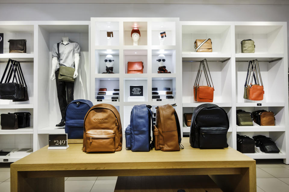 Coach bags on display in Sacks Fifth Avenue Outlet. (Photo by: Jeffrey Greenberg/Universal Images Group via Getty Images)