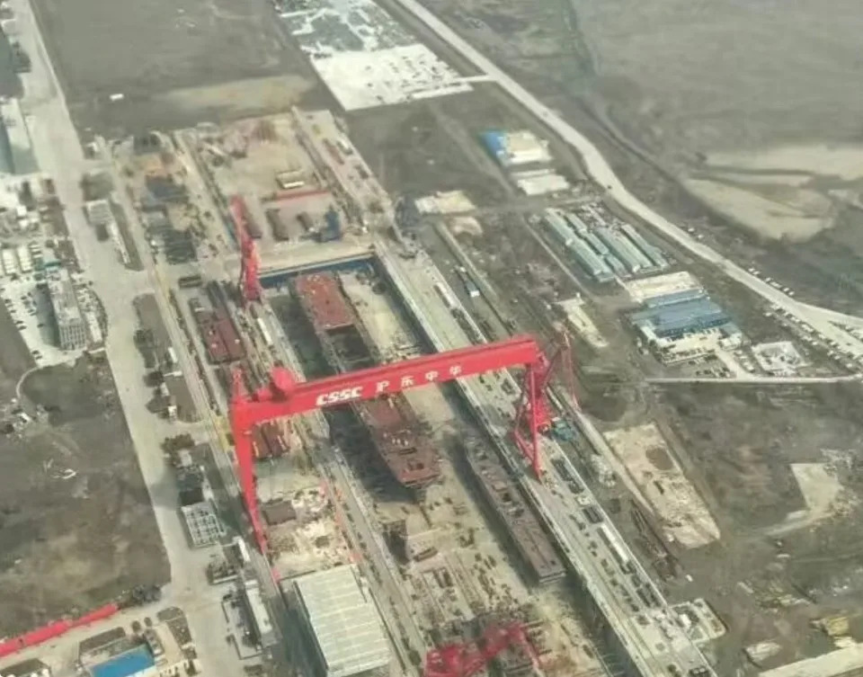 Another view of the Type 076 under construction in March. <em>Chinese Internet</em>