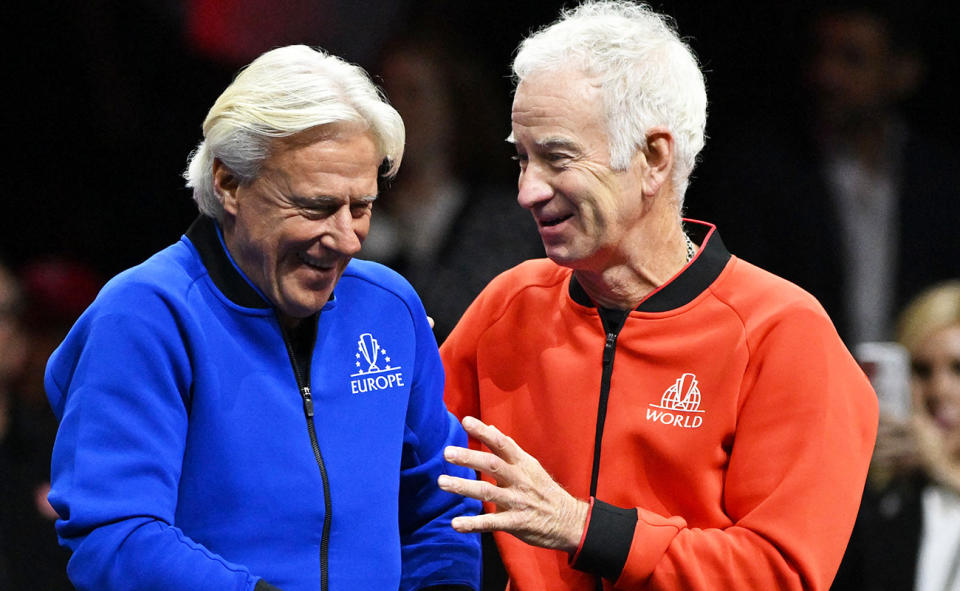 John McEnroe, pictured here with Bjorn Borg at the Laver Cup in London.