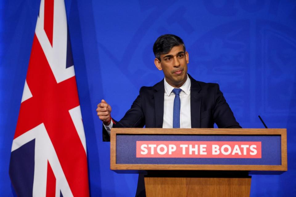 Prime minister Rishi Sunak addresses a press conference in Downing Street this week (PA Wire)