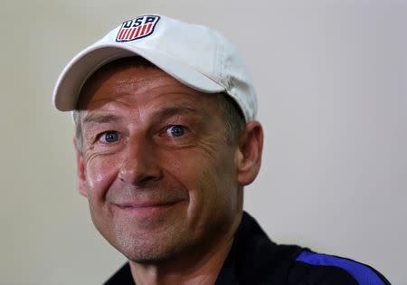 U.S. national soccer team head coach Jurgen Klinsmann smiles during a conference in Havana, Cuba October 6, 2016. REUTERS/Enrique de la Osa