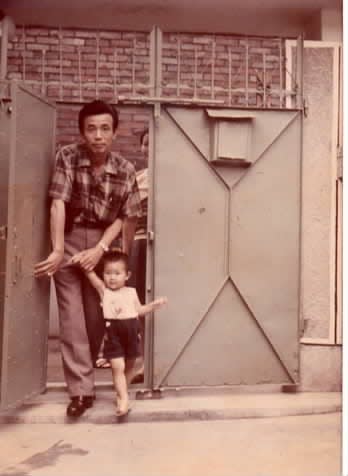 Christine Ahn, the future founder of Women Cross DMZ, with her father, Suk Kyun Ahn, in Seoul, South Korea, in 1974.