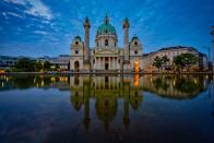 <p>This awe-inspiring cathedral is the symbol of Austria's capital city. The last work of famed Baroque architect Johann Bernhard Fischer von Erlach, the church was built in the 19th century and commissioned by Emperor Charles VI after the final great plague epidemic took place. </p><p>St. Charles Cathedral appropriately honors the patron saint Charles Borromeo, who is known for feeding and ministering to those who suffered from Europe's 16th-century plagues. Hedy Lamarr, an icon of Old Hollywood and inventor of the technology that led to modern-day WiFi, GPS, and Bluetooth, even got married to her first husband in the church's tiny chapel in 1933. </p>