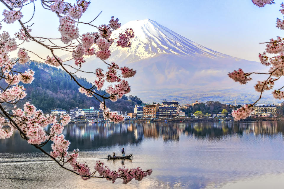 Kawaguchiko Lake, near Mount Fuji in Japan 