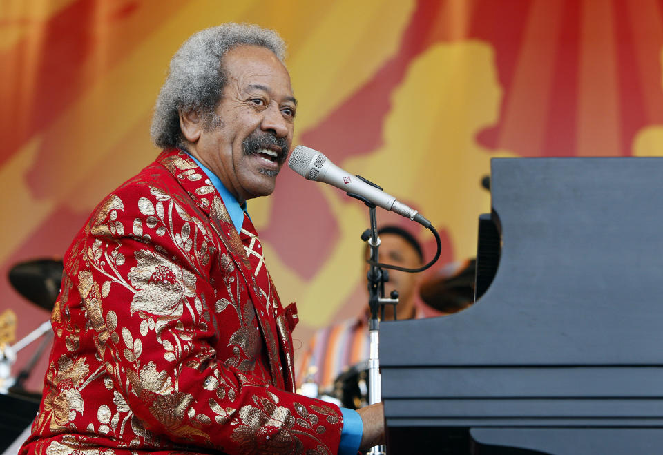 FILE - Allen Toussaint performs at the New Orleans Jazz and Heritage Festival in New Orleans, Saturday, May 7, 2011. A New Orleans city council member is pushing to change a street currently named after Confederate Gen. Robert E. Lee and replace it with one the city’s most famous musicians, Allen Toussaint. (AP Photo/Patrick Semansky, File)