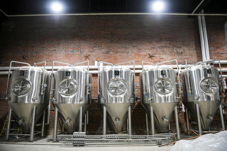 Brewing equipment is seen inside Twisted Vine Brewery on Thursday, April 14, 2022, in Des Moines.