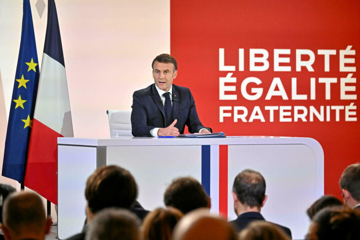 Emmanuel Macron a plaidé mardi pour un « réarmement démographique » face à la baisse des naissances en France et la hausse de l'infertilité.    - Credit:Jacques Witt/SIPA / SIPA
