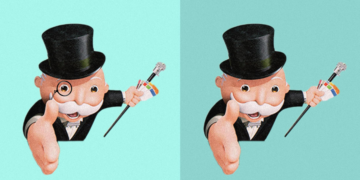 Two images of the man from the Monopoly game, one with a monocle and one without. (Owen Berg / TODAY Illustration / Alamy)