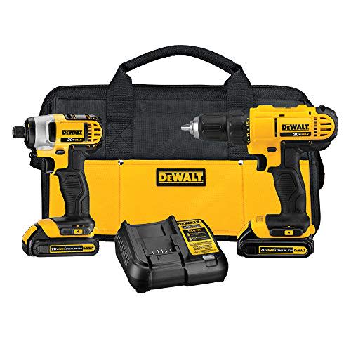 DEWALT 20V Max Cordless Drill Combo Kit, 2-Tool (DCK240C2),Yellow/Black Drill Driver/Impact Com…