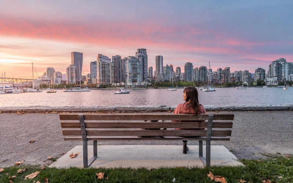 The Vancouver skyline at sunset