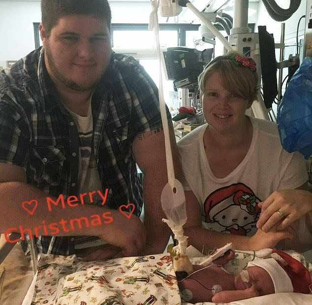 Teddy was able to be held for the first time two days after Christmas. Photo: Supplied