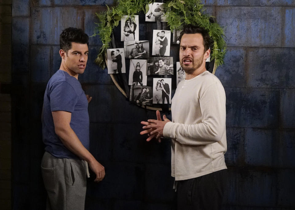 NEW GIRL: L-R: Max Greenfield and Jake Johnson in the "Wedding Eve" episode of NEW GIRL airing Tuesday, May 10 (8:00-8:30 PM ET/PT) on FOX. ©2016 Fox Broadcasting Co. Cr: Jennifer Clasen
