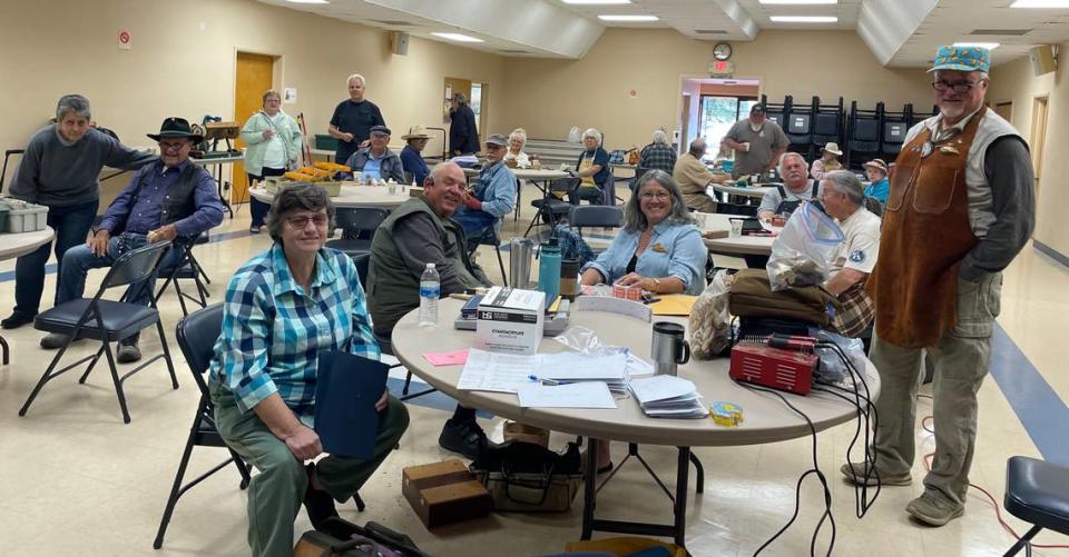Members of the Central Coast Carvers meet Tuesday, Sept. 12, 2023, to finalize plans for the group’s 43rd annual wood carving show in Cambria. The Central Coast Wood Carvers show is on Saturday and Sunday, Sept. 16 and 17, 2023, at the Cambria Veterans Memorial Building.