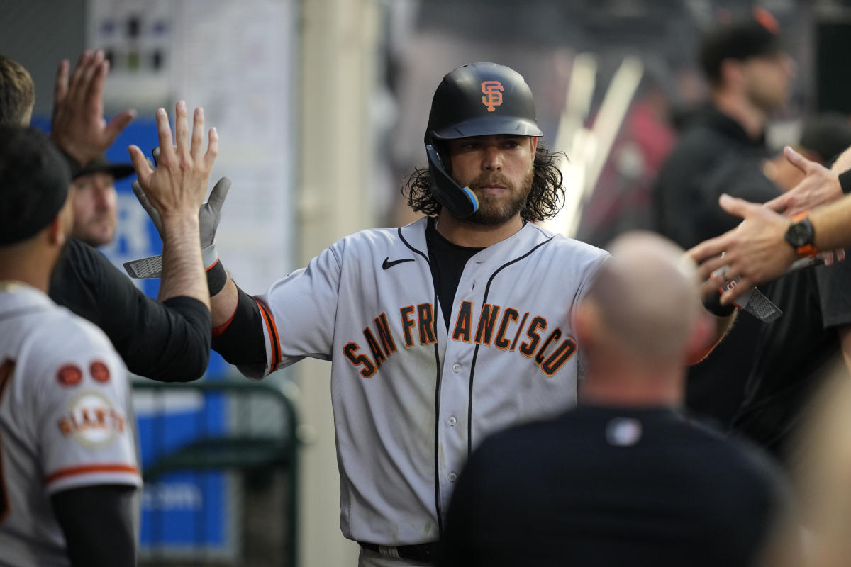 August 14 2022 San Francisco CA, U.S.A. San Francisco shortstop Brandon  Crawford (35) up at bat during MLB NL west game between the Pittsburgh  Pirates and the San Francisco Giants at Oracle