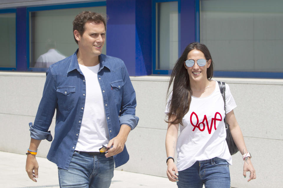 MOSTOLES, SPAIN - JULY 12: Albert Rivera and Malú are seen leaving the Mostoles Hospital on July 12, 2019 in Mostoles, Spain. (Photo by Europa Press Entertainment/Europa Press via Getty Images)