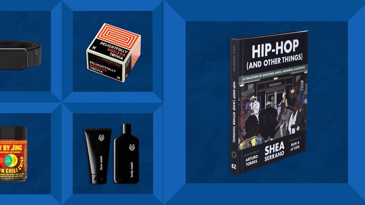 belt, trivia game, hip hop book, haircare, fly by jing chili crisp