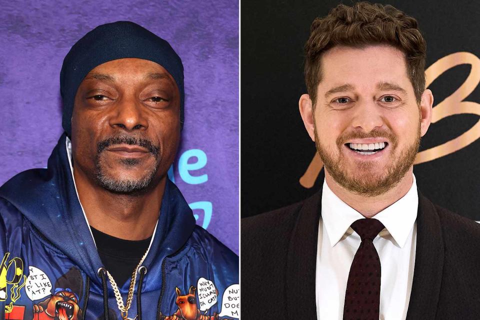 <p> David Livingston/Getty Images; Carlos Alvarez/Getty Images</p> Snoop Dogg; Michael Bublé