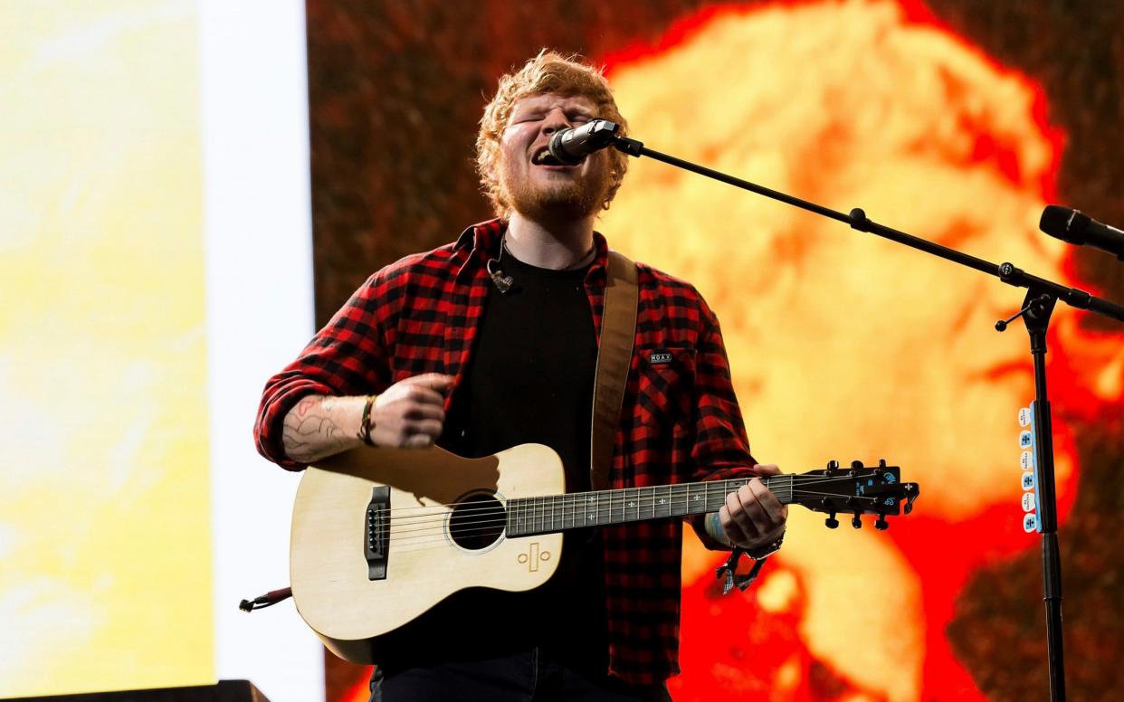 Ed Sheeran performs on the Pyramid Stage at Glastonbury - Invision