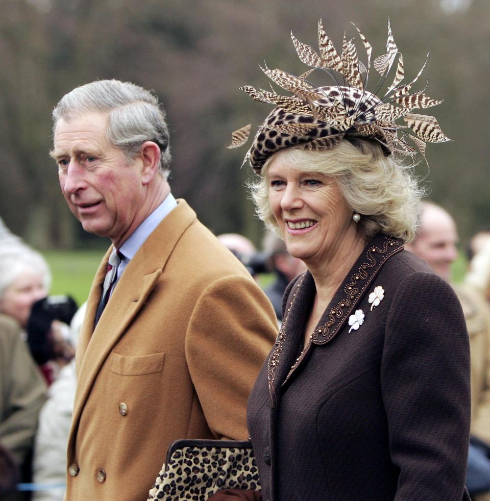 Camilla arrived in style at Sandringham in 2006, wearing this feathered hat and leopard-print bag. Photo: Getty Images