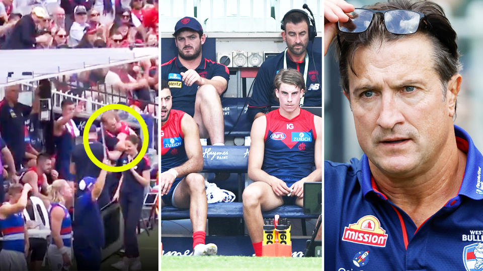 Luke Beveridge, Clayton Oliver and Angus Brayshaw.