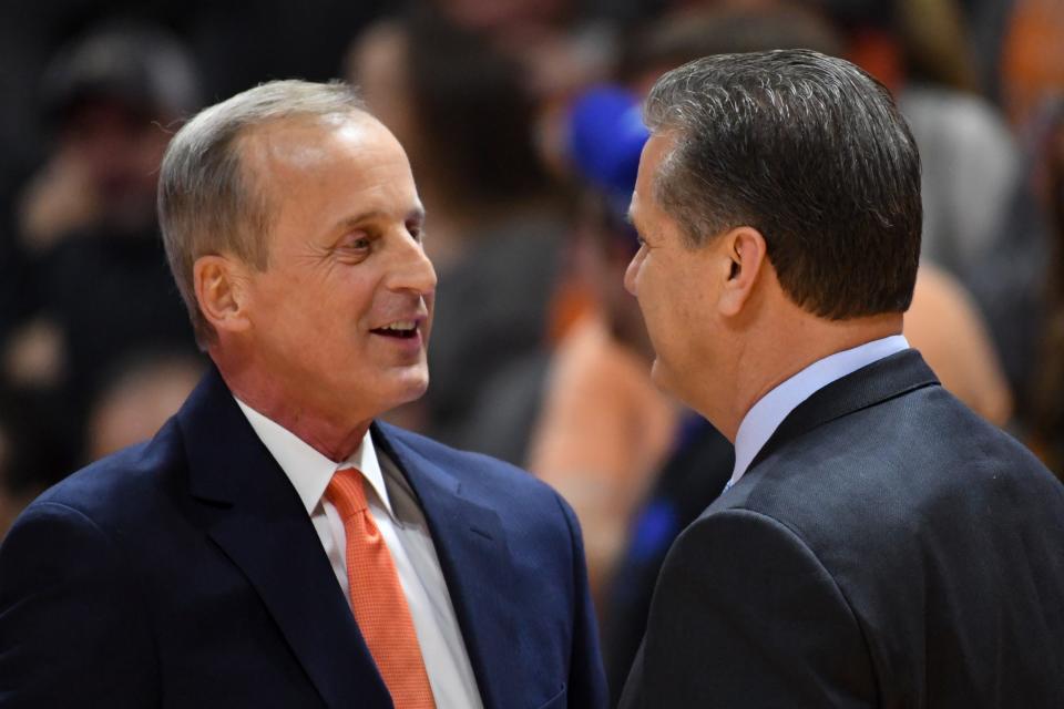 Tennessee coach Rick Barnes, left, and Kentucky coach John Calipari. Randy Sartin, USA TODAY Sports