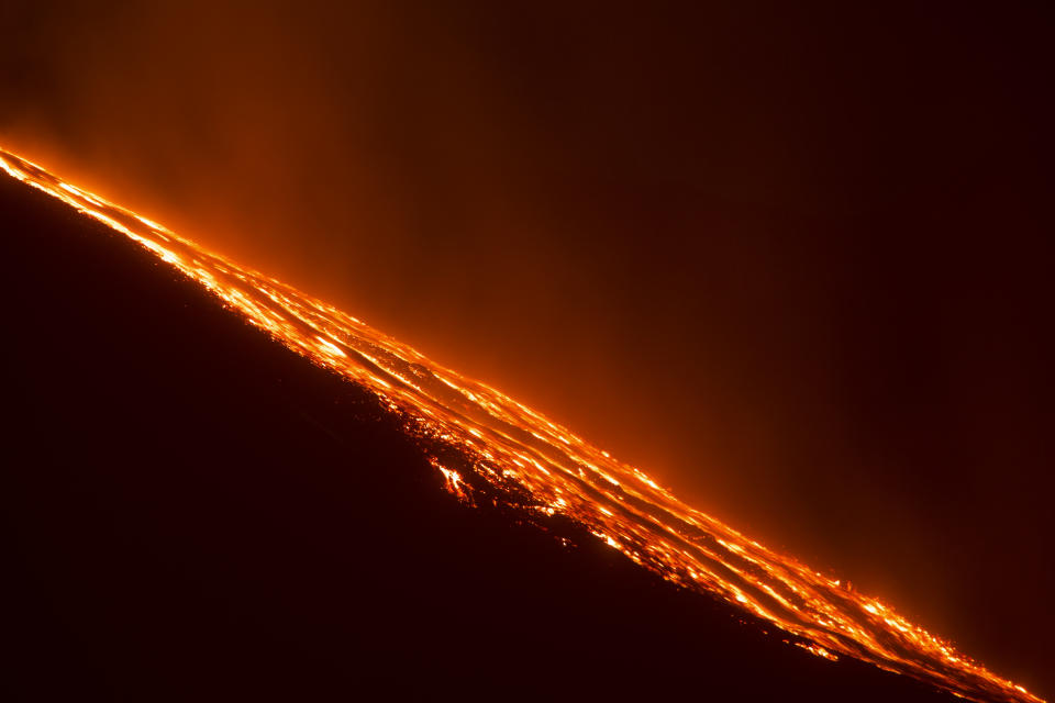 Italy's Mount Etna, Europe's tallest and most active volcano, spews lava as it erupts on the southern island of Sicily, Italy December 7, 2015. REUTERS/Antonio Parrinello