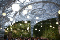 <p>Amazon-Gründer Jeff Bezos eröffnet die Amazon Spheres – begrünte Glaskuppeln mit über 40.000 Pflanzen inmitten des Konzern-Hauptquartiers in Seattle. Unterstützt wurde er dabei von Amazons Sprachassistentin Alexa, die auf Kommando die Beleuchtung und Pflanzenbewässerung einschaltete. (Bild: Reuters) </p>