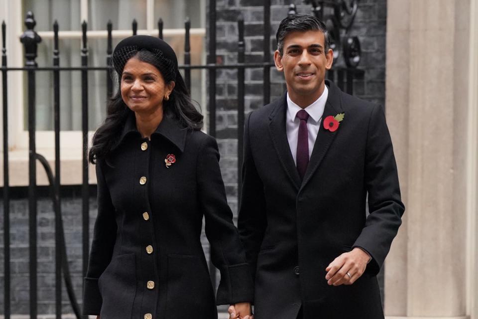 Prime Minister Rishi Sunak and his wife Akshata Murty (Jonathan Brady/PA) (PA Wire)