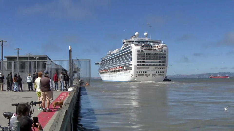 The Ruby Princess departs San Francisco on July 9 after undergoing repairs.  / Credit: CBS San Francisco