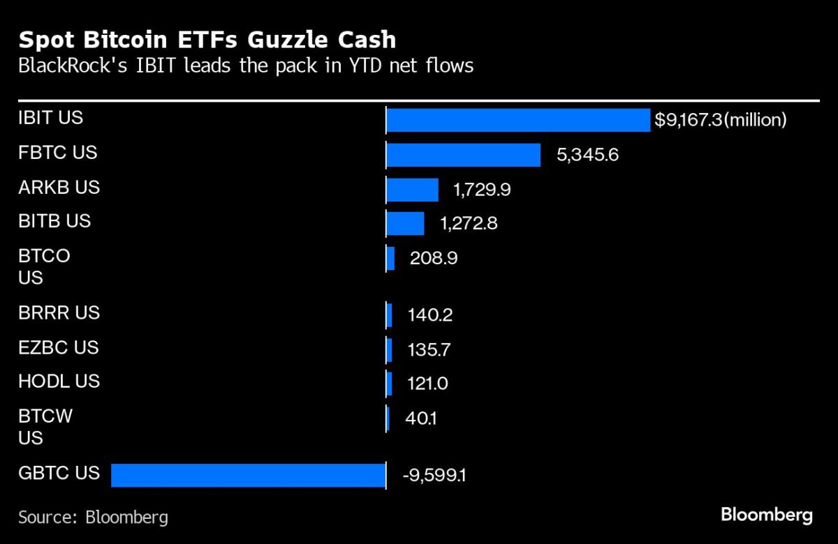 BlackRock’s Bitcoin ETF Draws Record Influx as Coin Tops $69,000