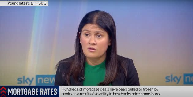 Lisa Nandy denied that she had “defied” Starmer and said Labour was “absolutely united” on the issue of strikes. (Photo: Sky News)