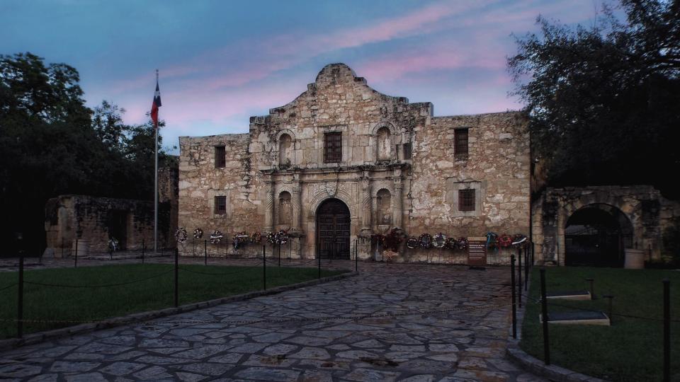 The Alamo in San Antonio, Texas at sunset